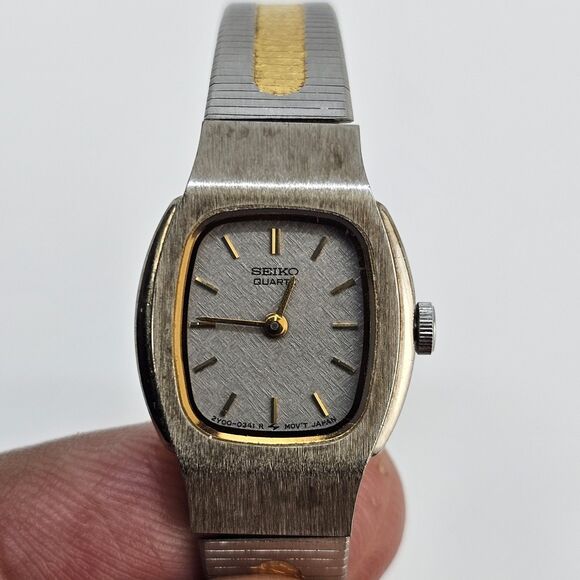 VTG 16MM SEIKO Women's Watch Gray Dial Two Tone Bracelet 5" Wrist New Battery - Picture 1 of 13